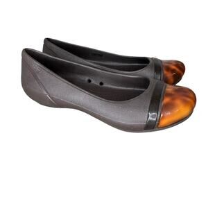 Crocs Ballet Flats Animal Print Cap Toe Comfort Casual Size 6 W